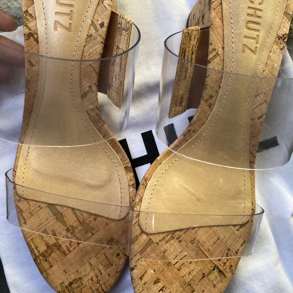 Schutz Victorie clear block heels